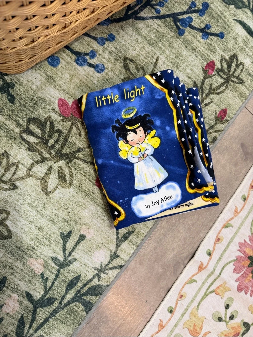 Little Light Soft Baby Board Book Fabric Panel - Blue & Yellow